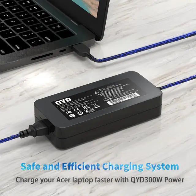 Alt view image 4 of 5 - QYD 300W 20V 15A AC Power Adapter Laptop Charger Compatible with Lenovo Legion 5 Pro 16ACH6H 5-15ITH6H 5-17ITH6H 5-17ACH6H Legion 7 16ITHG6 7-16ACHG6 Gaming Laptop Slim Tip Power Supply Cord