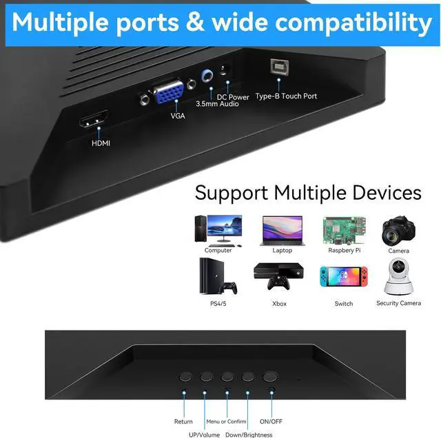 Alt view image 2 of 5 - Kenowa Touchscreen Portable Monitor 13.3 Inch, FHD 1080P IPS Built-in Privacy Screen with HDMI VGA, Portable Monitor for Laptop Compuer Wins OS Rasp pi