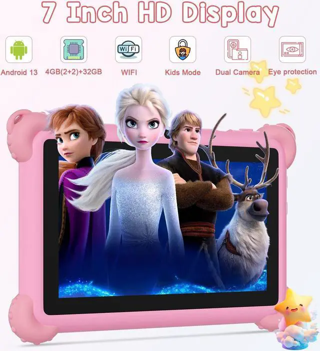 Alt view image 2 of 5 - C idea 7 Inches Tablets for Kids with IWAWA Kids Learning App,Toddler Tablets Age 2-4 with 4GB RAM 32GB ROM,Safety Eye HD IPS Screen,Dual Camera,WiFi,BT (Pink)