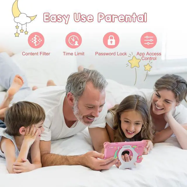 Alt view image 3 of 5 - C idea 7 Inches Tablets for Kids with IWAWA Kids Learning App,Toddler Tablets Age 2-4 with 4GB RAM 32GB ROM,Safety Eye HD IPS Screen,Dual Camera,WiFi,BT (Pink)