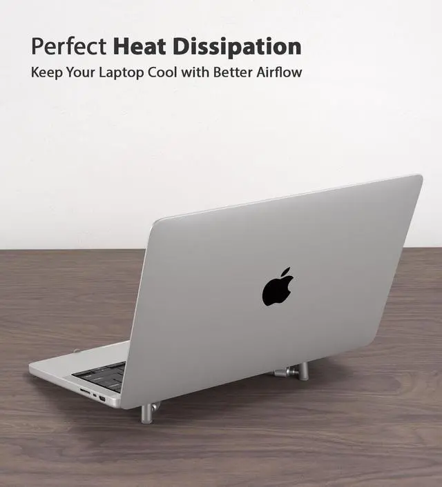 Alt view image 4 of 5 - Steklo Laptop Riser - Premium Cooling Stand, Portable Laptop Stand for 12-17.3" Compatible with All Laptops MacBook Pro Air, Ideal Travel Ergonomic Compact Aluminum Adjustable, Foldable Laptop Stand