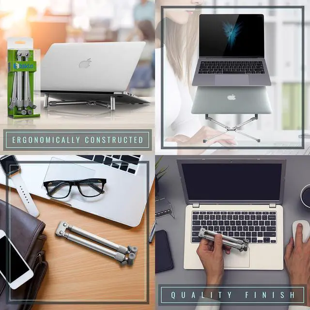 Alt view image 2 of 5 - Steklo Laptop Riser - Premium Cooling Stand, Portable Laptop Stand for 12-17.3" Compatible with All Laptops MacBook Pro Air, Ideal Travel Ergonomic Compact Aluminum Adjustable, Foldable Laptop Stand