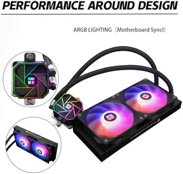 Alt view image 4 of 5 - Thermalrlght Aqua Elite 240 V3 Liquid CPU Cooler, AIO Pump Head Speed up to 3300RPM, TL-C12B-S V2×2 PWM Fans,for AMD/AM4/AM5, Intel LGA1150/1151/1200/2011/1700, Computer CPU Aio Cooler