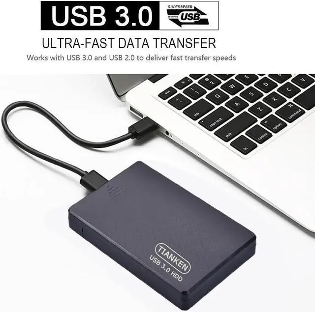 Alt view image 3 of 5 - Tianken 1TB 2.5'' Ultra Slim Portable External Hard Drive USB 3.0 HDD Storage for PC, Mac, Laptop, Desktop, PS4, Xbox one