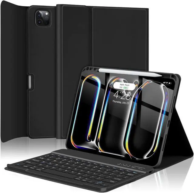 Main image of TQQ for iPad Pro 11-inch (M4) 2024 Case with Keyboard, Keyboard Case for iPad Pro 11-inch (M4), Detachable - Pencil Holder - Flip Stand Cover - Case for iPad Pro 11-inch (M4) (Black)