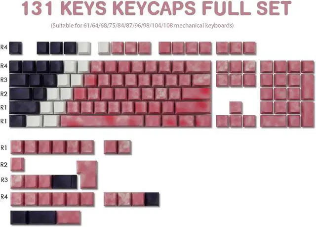 Alt view image 5 of 5 - Tsungup PBT Keycaps,Side Printed 131 Keys Custom Dye Sub Keycaps 75 Percent,Shine Through Keycap Set Gradient Red Cherry Profile Keyboard Key Caps for Mechanical Keyboards