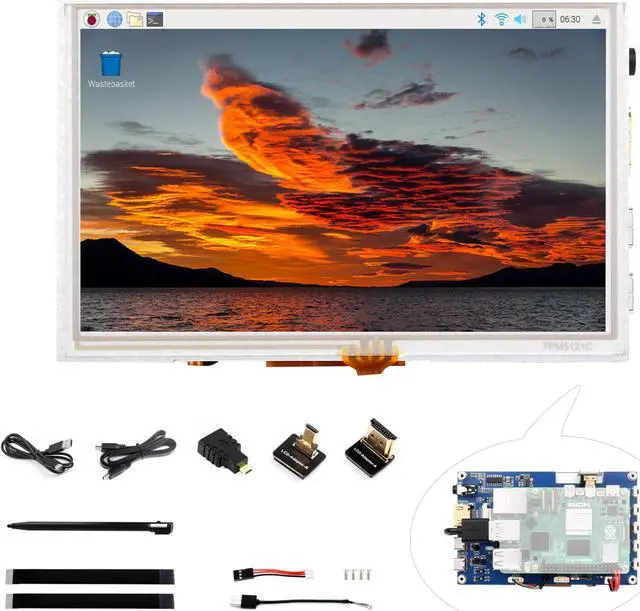 Main image of UeeKKoo 5inch IPS Touch Screen 1024x600 Compatible with Raspberry Pi 5/4B/3B+/3B/Zero W WH/Zero 2 W/Pico/Pico W/Jetson Nano/PC, Support Win 11/10/ 8.1/8 /7, 800cd/m² (Narrow-Bezel Resistive Touch)