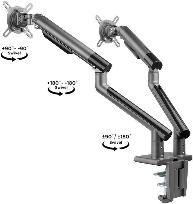 Alt view image 3 of 5 - Dual Balanced Monitor Arms | Effortless Adjustment | Internal Spring Mechanism | Outstanding Flexibility | 180 Degree Rotation | Two Monitors | Fit Screen Size 17" - 32" | Computer Display Arm | Black