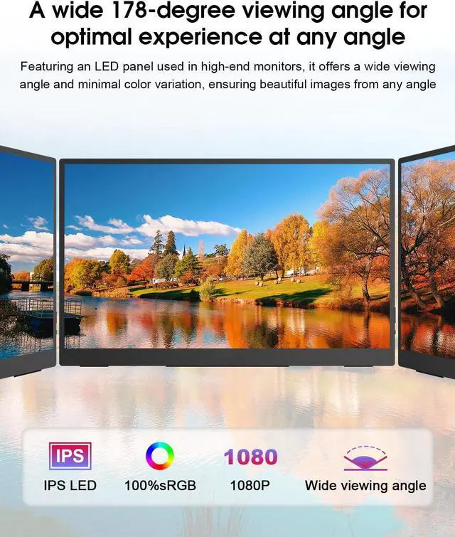 Alt view image 4 of 5 - Viyivwine Portable Monitor Touchscreen, 15.6''Laptop Screen Extender, FHD IPS Touch Screen, Travel Monitor with Kickstand & Speaker, HDMI USB C External Monitors for Laptop Phone Computer Xbox Switch