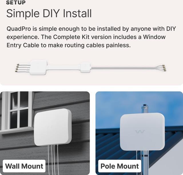 Alt view image 3 of 5 - Waveform QuadPro 4x4 MIMO Signal Boosting Panel Antenna Kit | External Antenna for 4G/5G Routers & Gateways | for T-Mobile Home Internet, Verizon, AT&T (Complete Kit w/ 20' Cable & Window Entry)