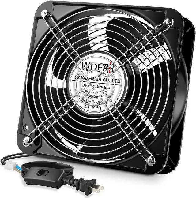 Main image of WDERAIR Axial Heavy Industrial Metal Fan AC 110V 120V 200mm x 60mm Dual Ball High CFM Powerful for DIY Cooling Ventilation Exhaust Projects