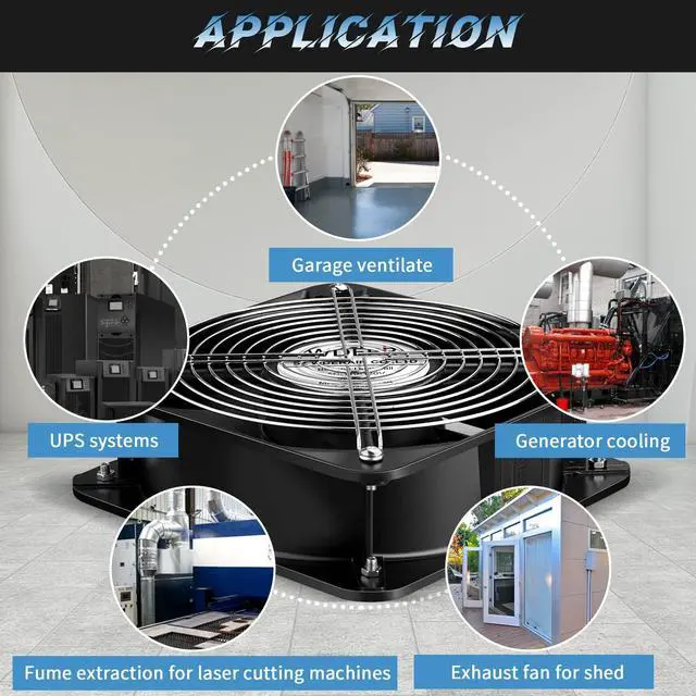 Alt view image 3 of 5 - WDERAIR Axial Heavy Industrial Metal Fan AC 110V 120V 200mm x 60mm Dual Ball High CFM Powerful for DIY Cooling Ventilation Exhaust Projects