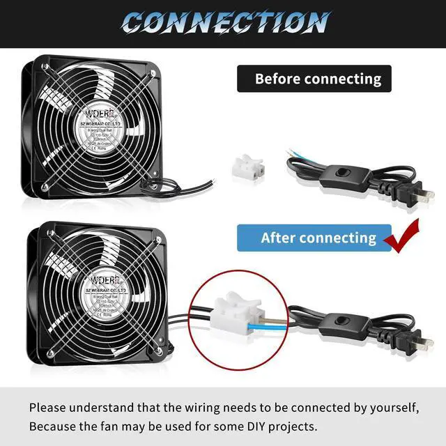 Alt view image 5 of 5 - WDERAIR Axial Heavy Industrial Metal Fan AC 110V 120V 200mm x 60mm Dual Ball High CFM Powerful for DIY Cooling Ventilation Exhaust Projects