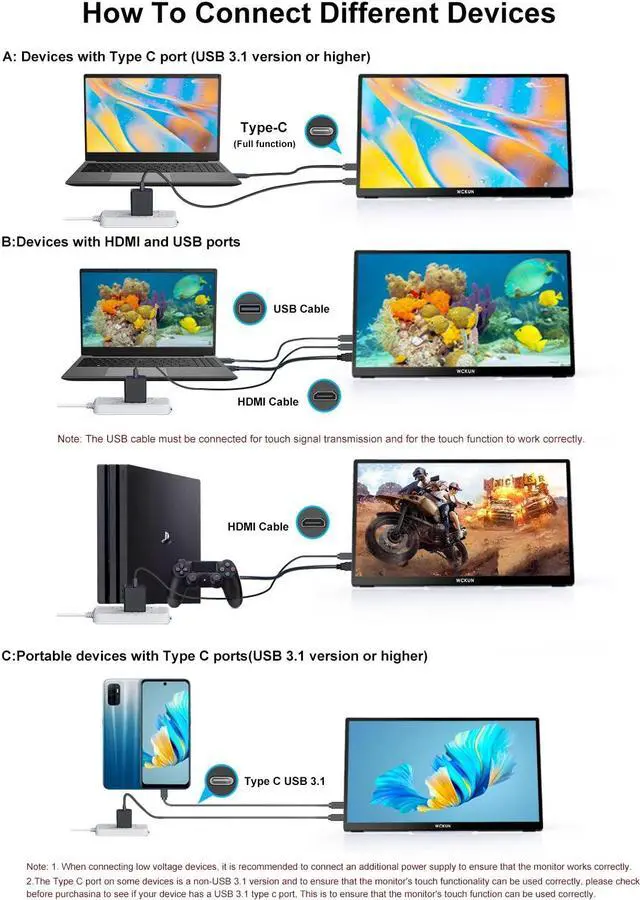 Alt view image 5 of 5 - 17.3 Inch Portable Touchscreen Monitor 4K UHD 3840 x2160 100% NTSC Metal Shell Tempered Glass, Dual Speaker,Stand & Sleeve, USB-C, HDMI, HDR, Freesync,Plug & Play, for PC, Mac, Phone, Game Consoles