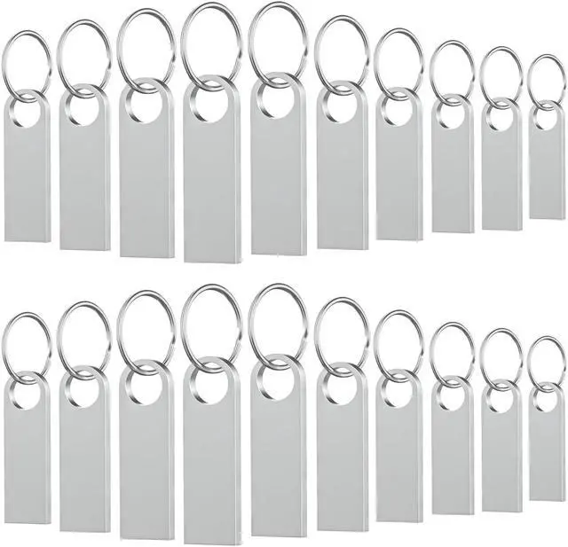 Main image of 20 Pack 8GB USB Flash Drive with Keychains, Wooolken Sleek Metal USB 2.0 Thumb Drives Memory Stick for PC Laptop Computer(Sliver)