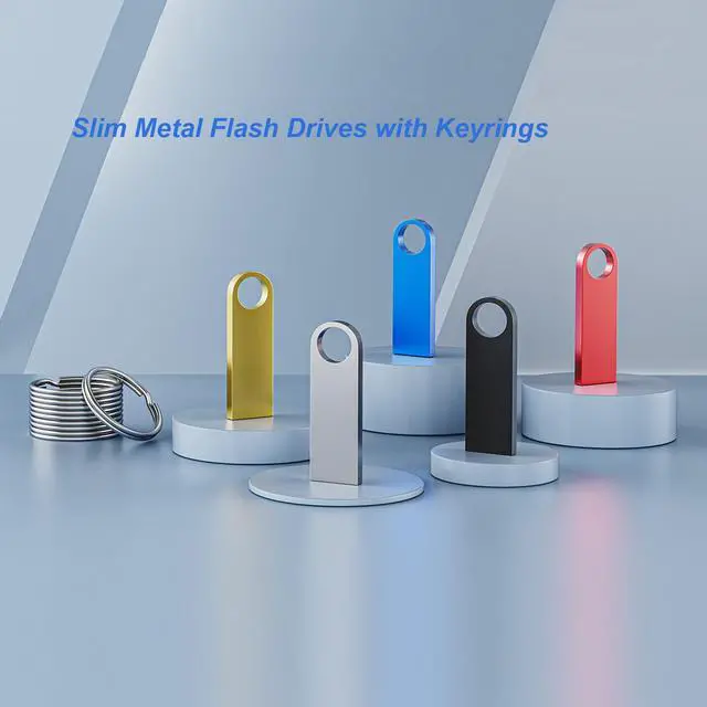 Alt view image 5 of 5 - 20 Pack 8GB USB Flash Drive with Keychains, Wooolken Sleek Metal USB 2.0 Thumb Drives Memory Stick for PC Laptop Computer(Sliver)