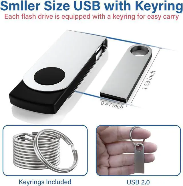 Alt view image 4 of 5 - 20 Pack 8GB USB Flash Drive with Keychains, Wooolken Sleek Metal USB 2.0 Thumb Drives Memory Stick for PC Laptop Computer(Sliver)