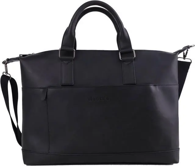 Main image of WoozKa Brands Laptop Bag Vegan Leather Messenger Shoulder Bag - 15.6" Laptop Briefcase with Luggage Strap - Cross Body (Black)