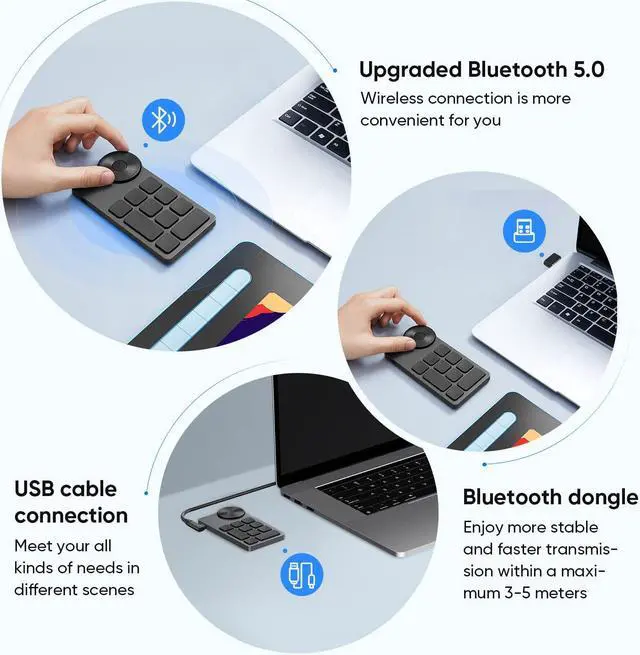 Alt view image 2 of 5 - XPPen Mini Keydial ACK05 Wireless Shortcut Keyboard Bluetooth Programmable Express Remote Control & XPPen Shortcuts Stickers