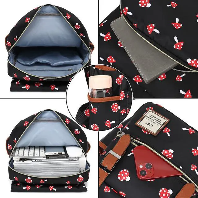 Alt view image 3 of 5 - YGR Floral Laptop Backpack for Women, Female, College, Travel, Business, Outdoor Sports, Office, Work (Mushroom)