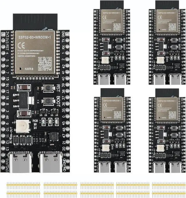 Main image of YEJMKJ 5pcs ESP32 S3 Development Board ESP32-S3-DevKitC-1-N8R8 with WiFi and Bluetooth MCU Module Dual Type-C Core Microcontroller Processor Integrated with Full Wi-Fi and BLE Functions ESP WROOM 32