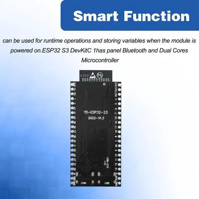 Alt view image 4 of 5 - YEJMKJ 5pcs ESP32 S3 Development Board ESP32-S3-DevKitC-1-N8R8 with WiFi and Bluetooth MCU Module Dual Type-C Core Microcontroller Processor Integrated with Full Wi-Fi and BLE Functions ESP WROOM 32