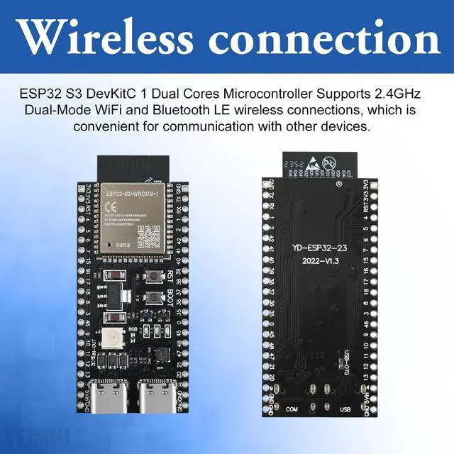 Alt view image 5 of 5 - YEJMKJ 5pcs ESP32 S3 Development Board ESP32-S3-DevKitC-1-N8R8 with WiFi and Bluetooth MCU Module Dual Type-C Core Microcontroller Processor Integrated with Full Wi-Fi and BLE Functions ESP WROOM 32