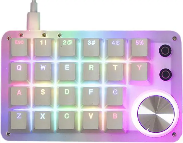 Main image of One Handed Programmable Keyboard 24 Keys Macro Mechanical Keyboard Drive Free RGB LED Backlight USB Portable Keyboard with Knob Red Switch 24 Keys Macro Pad for Gaming PC Gaming Keypad Accessories