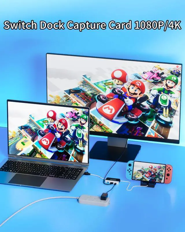 Alt view image 2 of 5 - 2 in 1 Switch TV Docking Station and Switch PC Capture Card for Nintendo Switch, 1080P 60FPS, Recommended Uses for Switch/PC/Mac/iPad/Steam/OBS