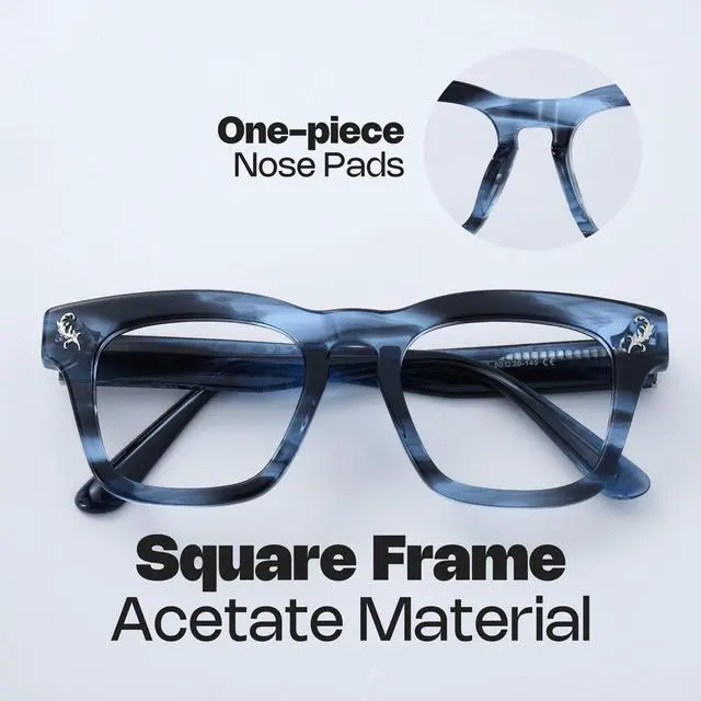 Alt view image 4 of 5 - Zeelool Blue Light Glasses for Men Classic Square Non Prescription Eyeglasses Blue Fashion Designer Eyewear Glasses Anti Eyestrain & UV JGA830303-03B