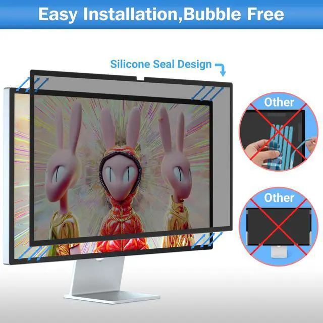 Alt view image 4 of 5 - ZOEGAA iMac 27 inch Privacy Screen Filter for Studio Display, Removable 27 Inch Computer Privacy Screen 5K Retina Display Computer Screen Privacy Shield and Anti-Glare Screen Protector