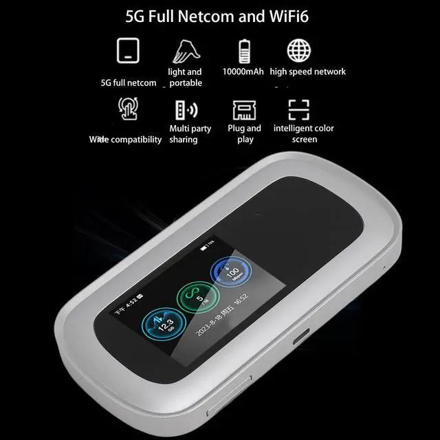 Alt view image 2 of 5 - 5g Hotspot for Travel, 2 in 1 Mobile Router with Power Bank, WiFi6 4G Network Router with SIM Card Slot, 2.5 Inch Color Screen, Support Android 11