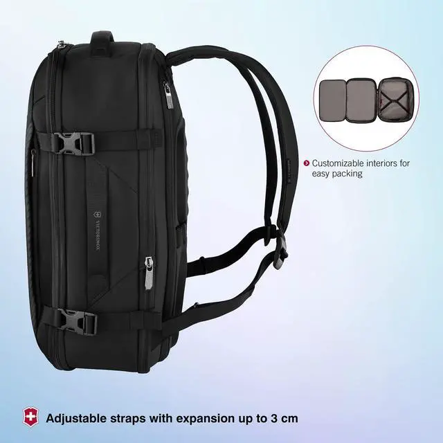 Alt view image 4 of 5 - Victorinox Crosslight Boarding Bag - Lightweight Laptop Backpack for Traveling Essentials - Sleek Business Backpack Made from Recycled Materials - Black