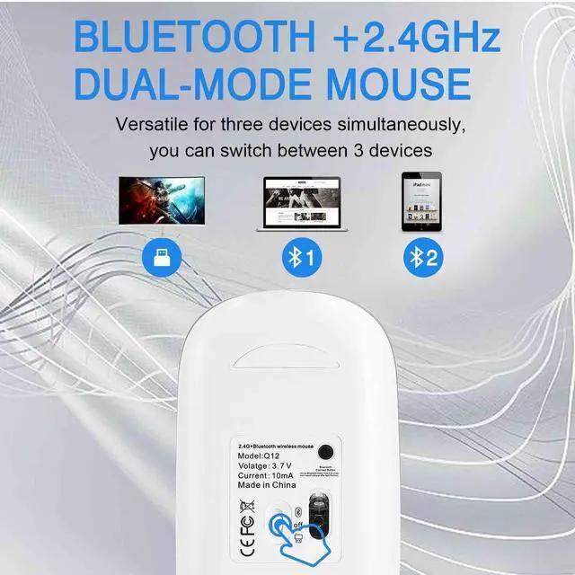 Alt view image 5 of 5 - UrbanX Plug and Play Compact Rechargeable Wireless Bluetooth Full Size Keyboard and Mouse Combo for Insignia NS-24DF310NA21 TV - Windows, macOS, iPadOS, Android, PC, Mac, Laptop, Tablet -White