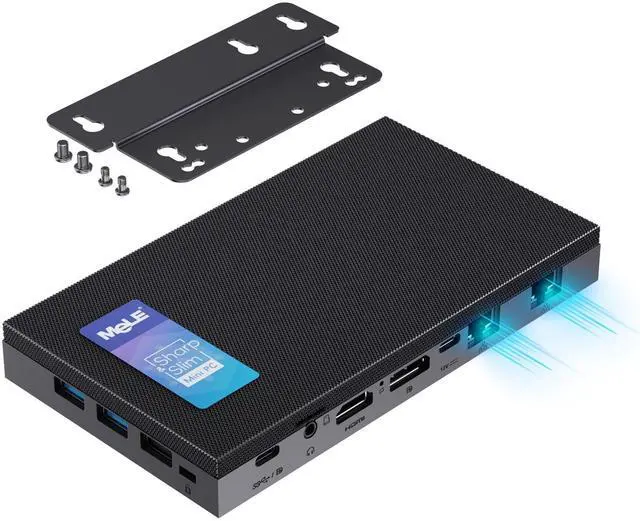 Main image of MeLE Quieter DL Ultrathin Fanless N100 Mini PC Dual 2.5G LAN 8GB LPDDR4x 256GB SSD Micro PC 2X HDMI 4K USB-C DP1.4 Triple Display 2.4/5GHz WiFi BT5.1 Small Desktop Computer on Soft Router, NAS, IoT
