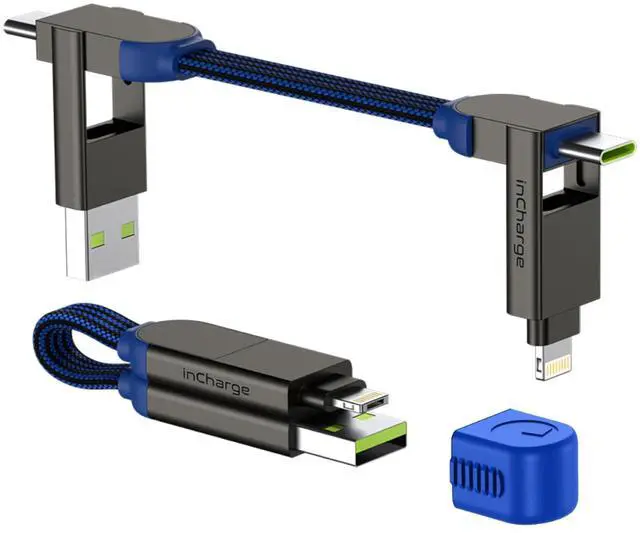 Main image of Rolling Square, inCharge X, Multi Charging Cable, Portable Keychain 6-in-1 with 100W Ultra-Fast Charging Power, Sapphire Blue, Multi Charger