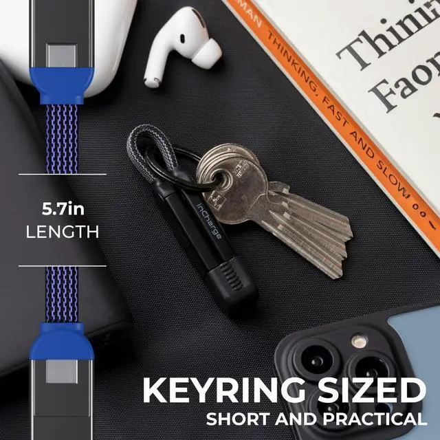 Alt view image 4 of 5 - Rolling Square, inCharge X, Multi Charging Cable, Portable Keychain 6-in-1 with 100W Ultra-Fast Charging Power, Sapphire Blue, Multi Charger
