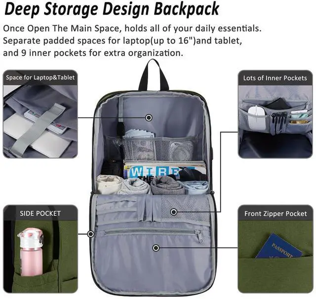 Alt view image 2 of 5 - MAXTOP Deep Storage Laptop Backpack with USB Charging Port[Water Resistant] College School Computer Bookbag Fits 17 Inch Laptop