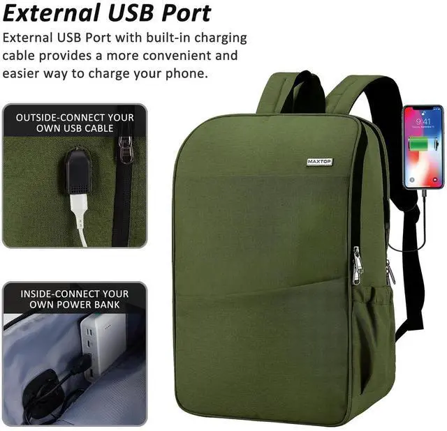 Alt view image 3 of 5 - MAXTOP Deep Storage Laptop Backpack with USB Charging Port[Water Resistant] College School Computer Bookbag Fits 17 Inch Laptop