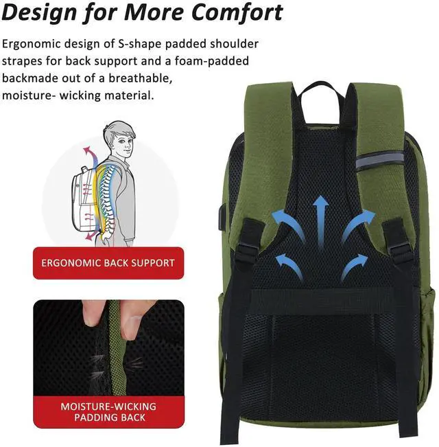 Alt view image 5 of 5 - MAXTOP Deep Storage Laptop Backpack with USB Charging Port[Water Resistant] College School Computer Bookbag Fits 17 Inch Laptop