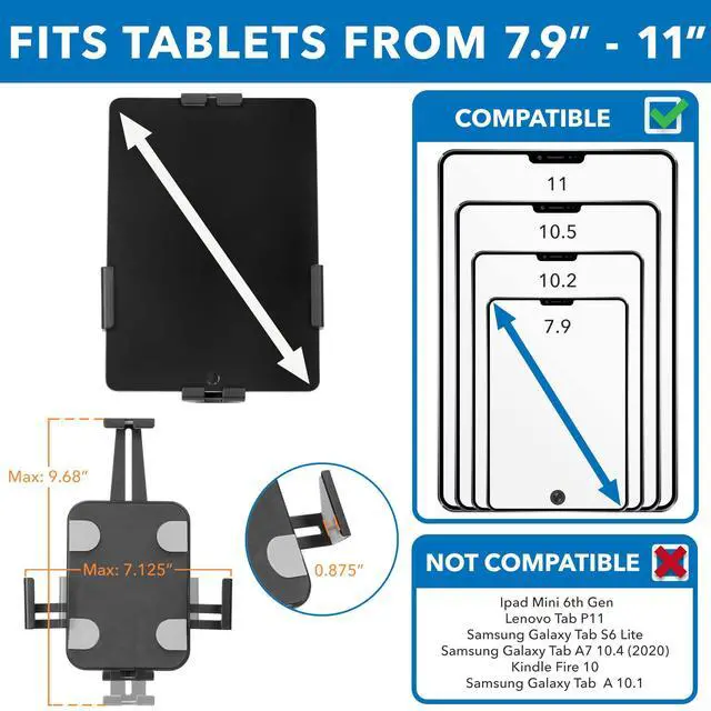Alt view image 3 of 5 - Mount-It! Anti-Theft Tablet Wall Mount | Universal Fit Tablet Kiosk Compatible with 7.9" to 11" Ipad and Samsung Tablets | Wall Mounted Tablet Kiosk, Black
