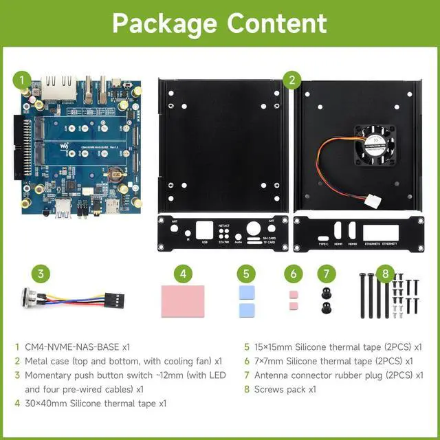 Alt view image 2 of 5 - waveshare NAS Multi-Functional Mini-Computer Designed for Raspberry Pi Compute Module 4 (NOT Included), Network Storage, 4G Network, Metal Case