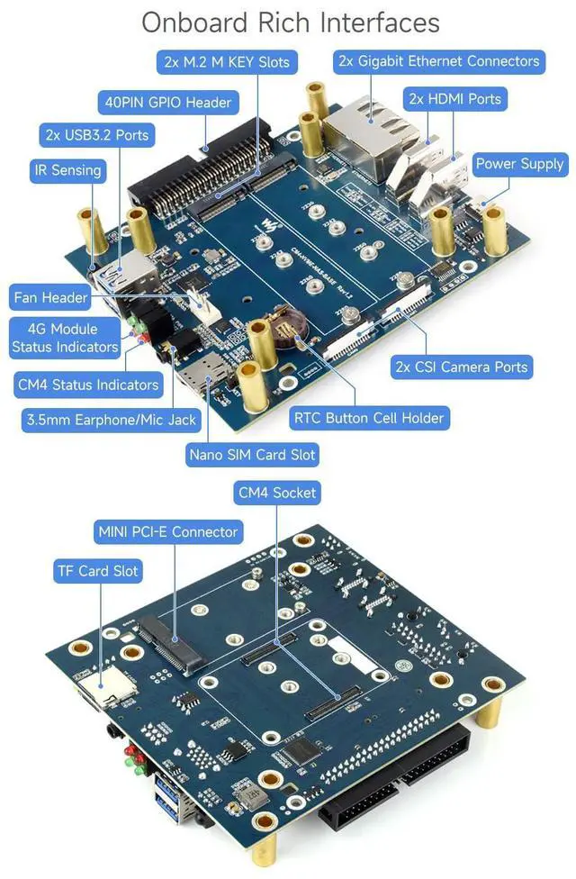 Alt view image 5 of 5 - waveshare NAS Multi-Functional Mini-Computer Designed for Raspberry Pi Compute Module 4 (NOT Included), Network Storage, 4G Network, Metal Case