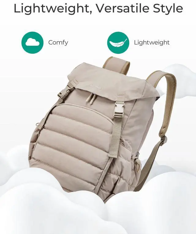 Alt view image 4 of 5 - BAGSMART College Laptop Backpack, Large Opening Travel Backpack for Women,TSA Approved Personal Item, Outdoor Backpack for 15.6 Inch Laptop, Water-Resistant Casual Daypack, Beige