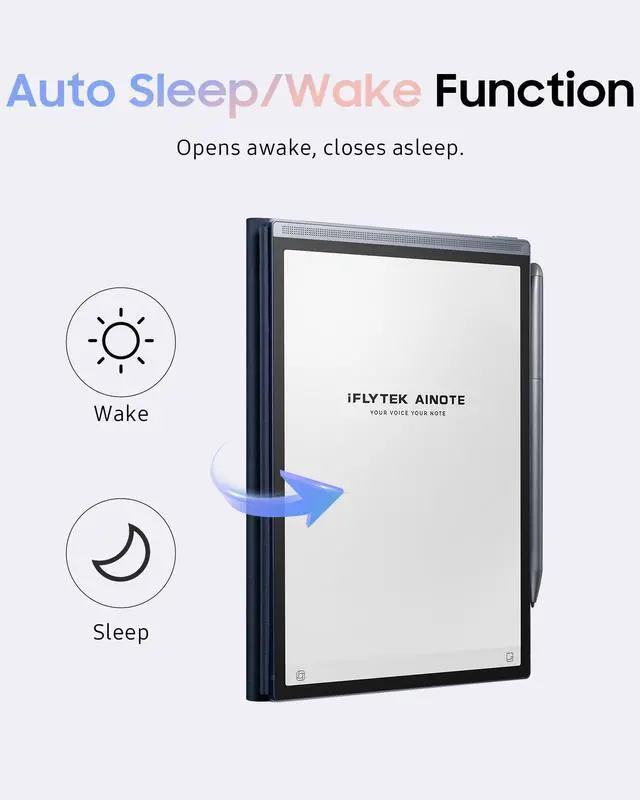 Alt view image 3 of 5 - AINOTE Air 2 E Ink Tablet, Blue Protective Case for iFLYTEK ePaper Tablet 8.2", Note Taking & E Paper Tablet for Adults, Premium PU Leather, Slim& Lightweight