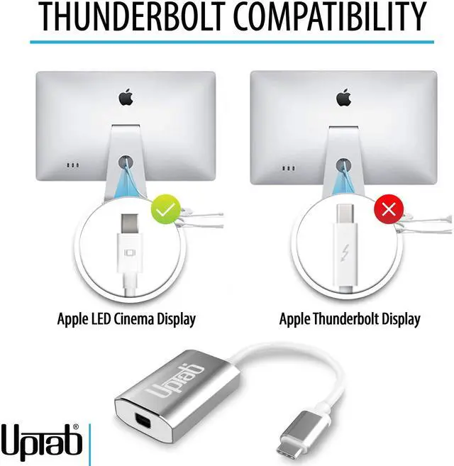 Alt view image 3 of 5 - USB C to Mini DisplayPort Adapter UPTab 4K@60Hz USB-C Thunderbolt 3 to MDP Adapter with Power Port for New M4 MacBook Pro/Air, iPad Pro, Mac Mini M4, iMac, and More (Silver)