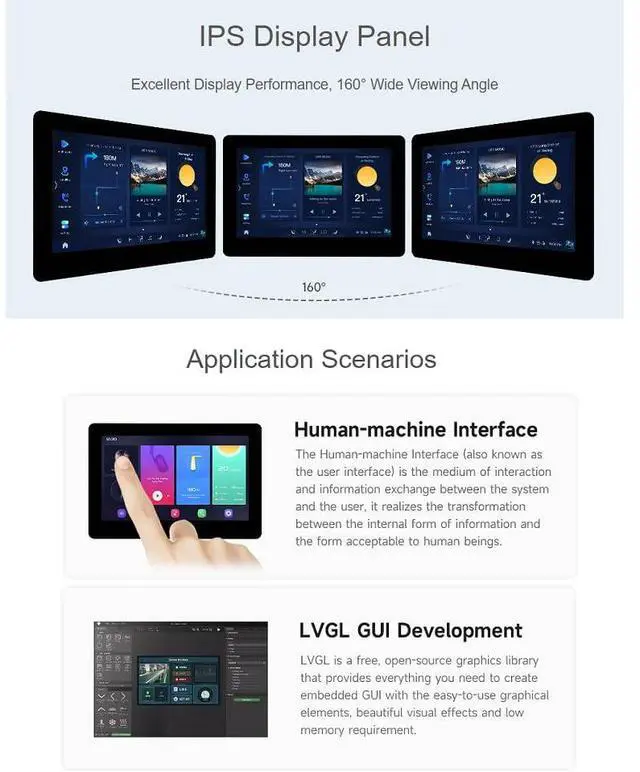 Alt view image 3 of 5 - Waveshare ESP32-S3 4.3inch Capacitive Touch LCD Development Board Type B 800×480 Solution IPS Display with 2.4GHz WiFi and BLE 5 Support,32-bit LX7 Dual-core Processor