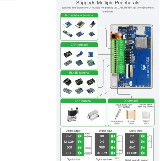 Alt view image 5 of 5 - Waveshare ESP32-S3 4.3inch Capacitive Touch LCD Development Board Type B 800×480 Solution IPS Display with 2.4GHz WiFi and BLE 5 Support,32-bit LX7 Dual-core Processor