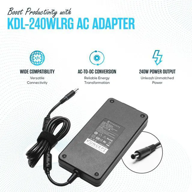 Alt view image 5 of 5 - Laptop Charger 240W (UL Safety Certified) 19.5V 12.3A Power Supply Fit for Dell Alienware M17 R1 R2 R3 R4 R5 M17X R2 R3 M18X Area-51m R2 G5 G7 Gaming Laptop Power Cord AC Adapter