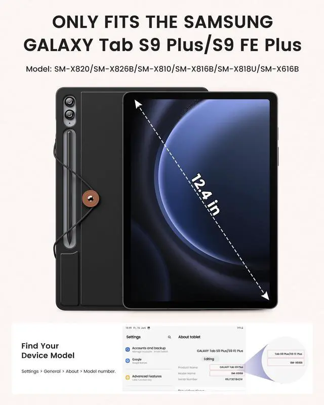 Alt view image 2 of 5 - INFILAND Keyboard Case for Samsung Galaxy Tab S10 Plus/S9 Plus /S9 FE+ (12.4 inch) with 7-Color Backlight & High Precision Trackpad, Slim and Portable Detachable Folder Style Keyboard Case,Black